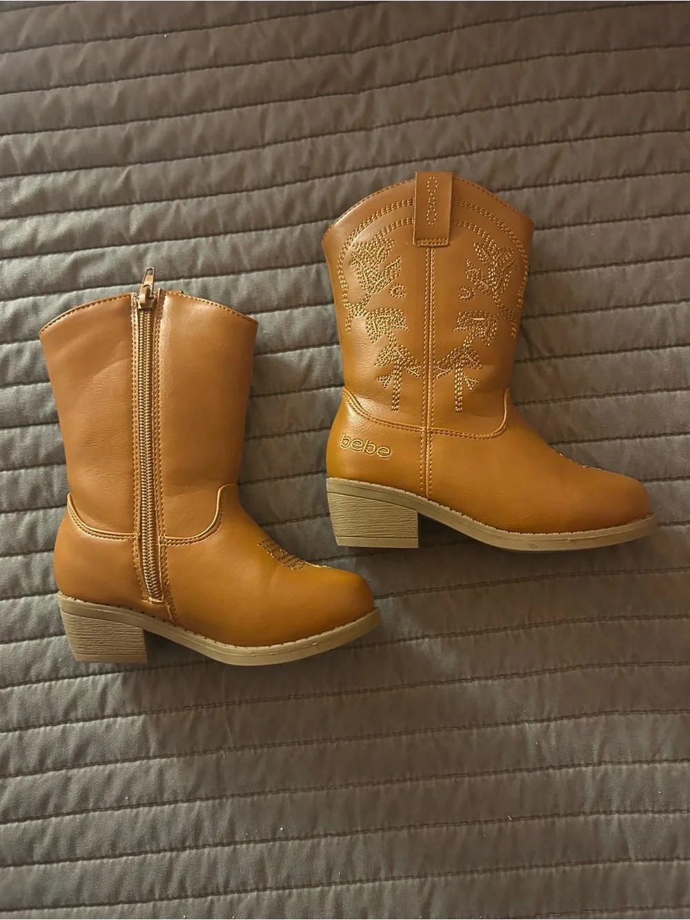 Bebe Tan Embroidered Western Boots girls 8T